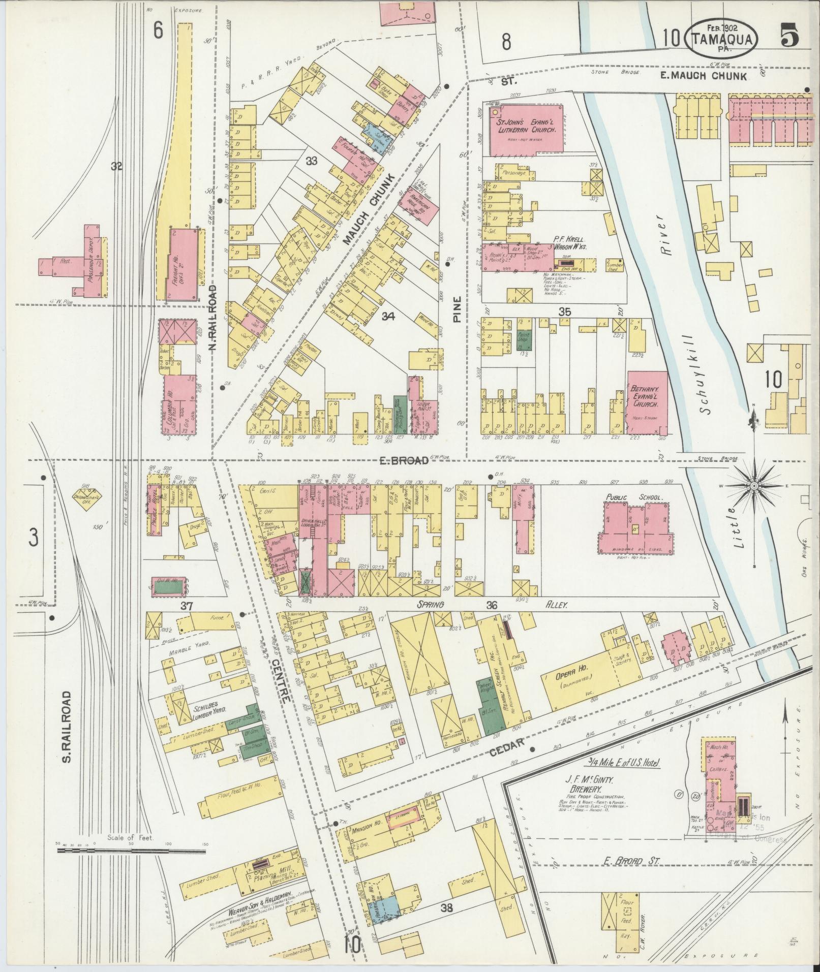 Sanborn Fire Insurance Map from Tamaqua, Schuylkill County, Pennsylvania (1902), Sheet #0005 - Complete Map Set gallery image, historic Sanborn map, vintage wall art, Pennsylvania Pennsylvania