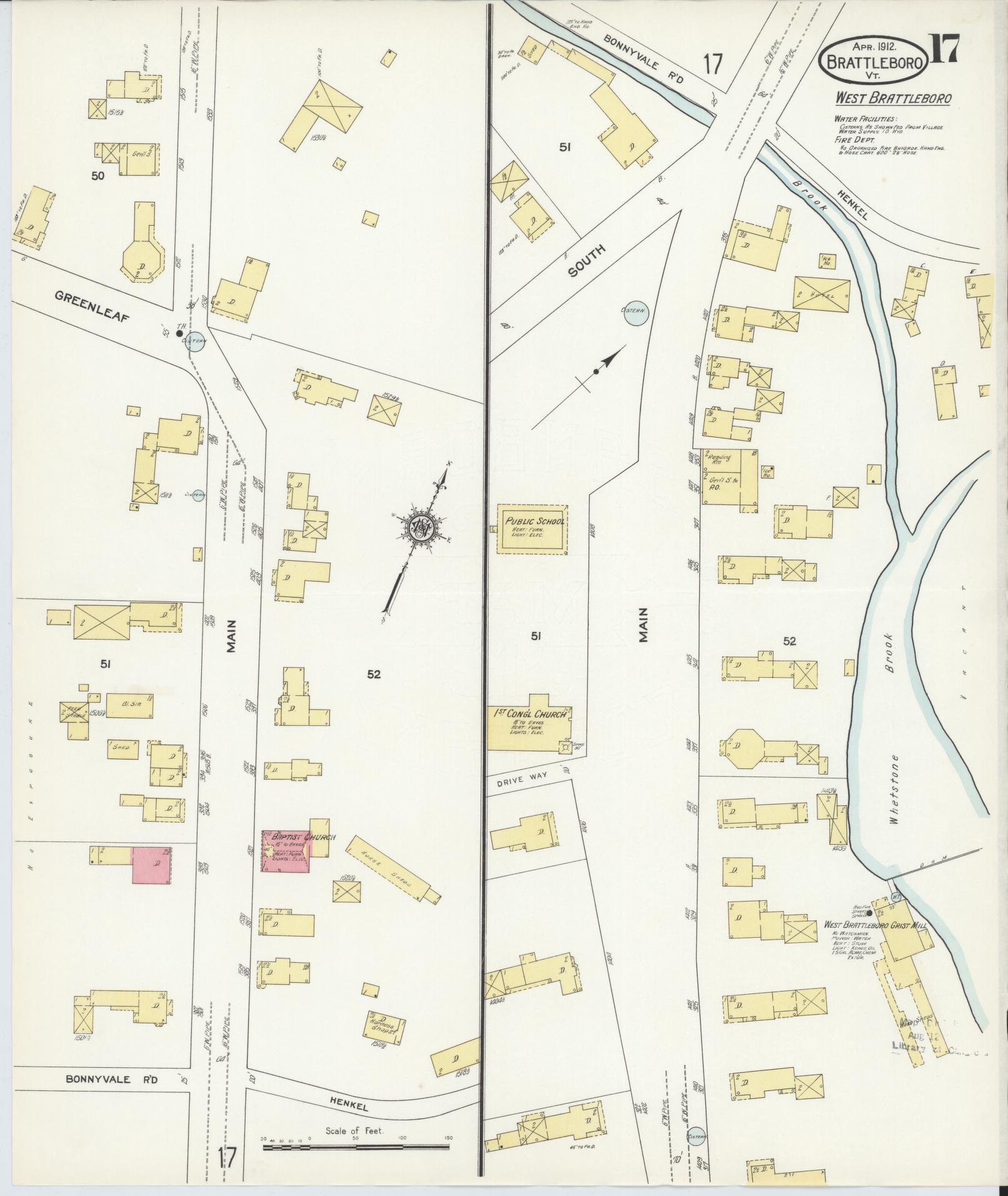 Sanborn Fire Insurance Map from Brattleboro, Windham County, Vermont (1912), Sheet #0017 - Complete Map Set gallery image, historic Sanborn map, vintage wall art, Vermont Vermont