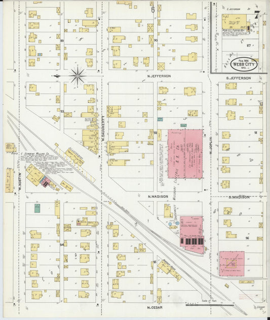Sanborn Fire Insurance Map from Webb City, Jasper County, Missouri (1906), Sheet #0007 - Historic Sanborn Fire Insurance Map Print, vintage old map wall art, antique decor, genealogy gift, Missouri Missouri map