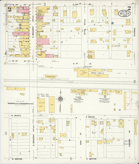 Sanborn Fire Insurance Map from Miller, Hand County, South Dakota (1925), Sheet #0002 - Historic Sanborn Fire Insurance Map Print, vintage old map wall art, antique decor, genealogy gift, South Dakota South Dakota map