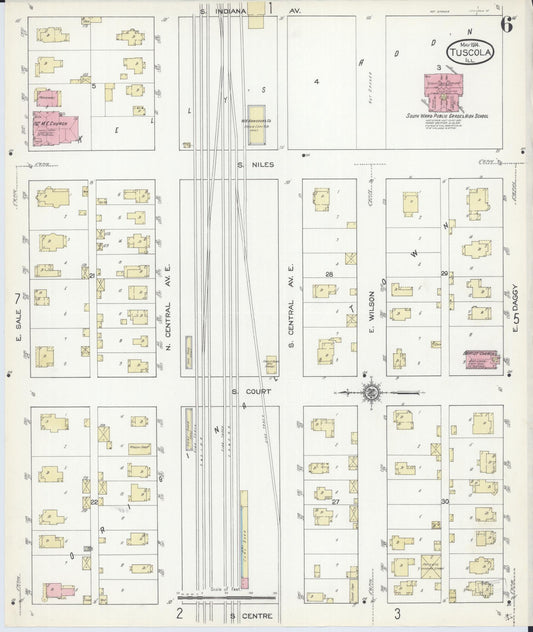 Sanborn Fire Insurance Map from Tuscola, Douglas County, Illinois (1914), Sheet #0006 - Historic Sanborn Fire Insurance Map Print, vintage old map wall art, antique decor, genealogy gift, Illinois Illinois map