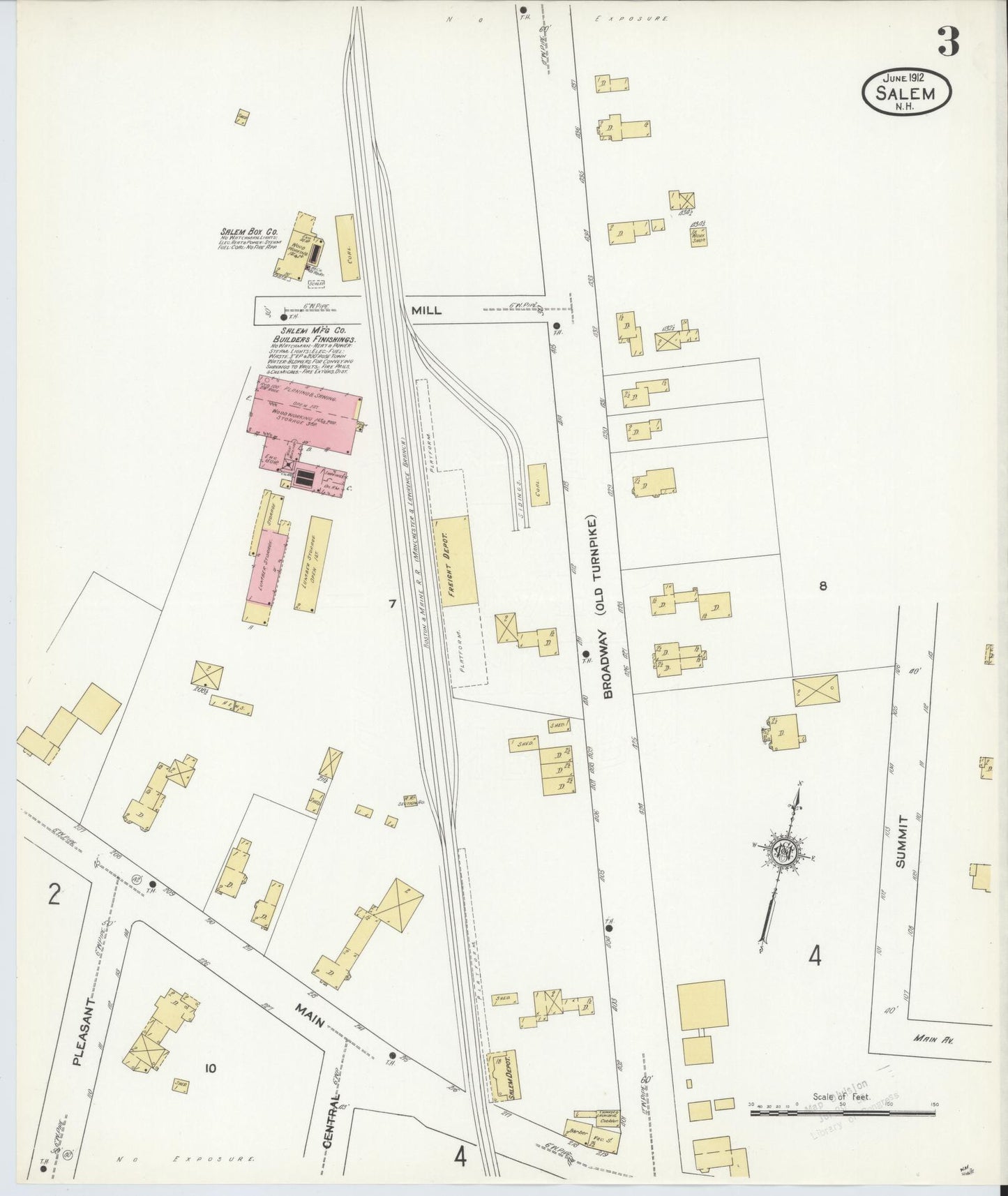 Sanborn Fire Insurance Map from Salem, Rockingham County, New Hampshire (1912), Sheet #0003 - Complete Map Set gallery image, historic Sanborn map, vintage wall art, New Hampshire New Hampshire