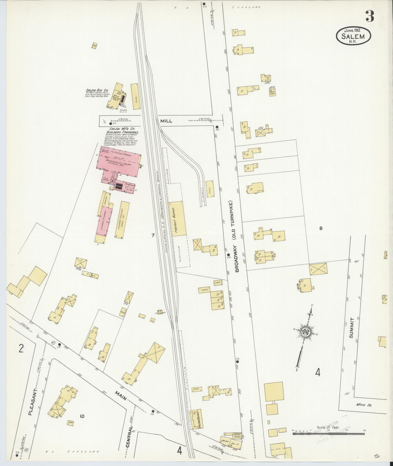 Sanborn Fire Insurance Map from Salem, Rockingham County, New Hampshire (1912), Sheet #0003 - Complete Map Set gallery image, historic Sanborn map, vintage wall art, New Hampshire New Hampshire