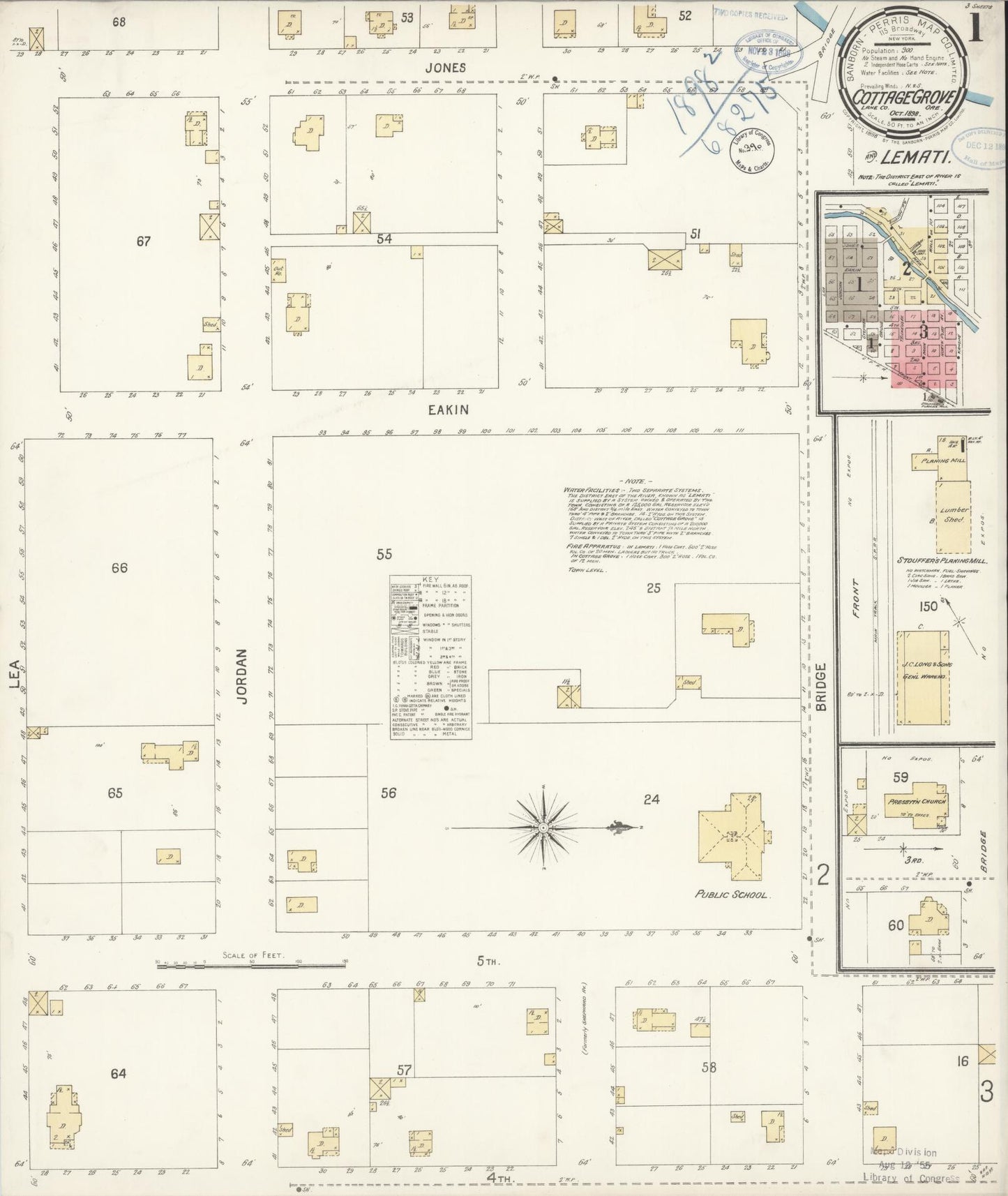 Sanborn Fire Insurance Map from Cottage Grove, Lane County, Oregon. (1898) – Historic Sanborn Fire Insurance Map Print