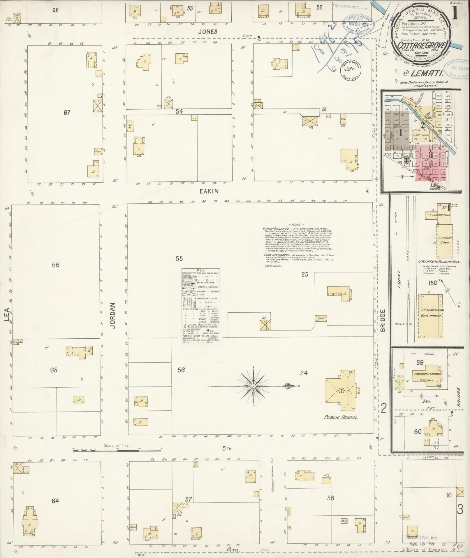 Sanborn Fire Insurance Map from Cottage Grove, Lane County, Oregon. (1898) – Historic Sanborn Fire Insurance Map Print