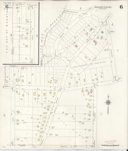 Sanborn Fire Insurance Map from Glen Ellyn, Du Page County, Illinois (1946), Sheet #0006 - Complete Map Set gallery image, historic Sanborn map, vintage wall art, Illinois Illinois