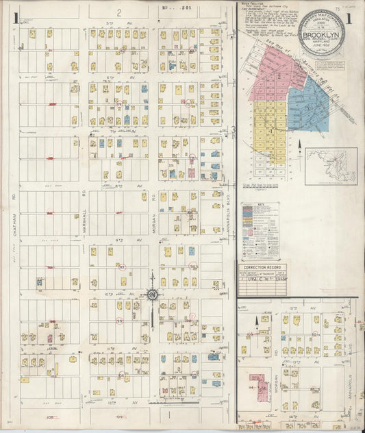 Sanborn Fire Insurance Map from Brooklyn, Anne Arundel County, Maryland (1942), Sheet #0001 - Complete Map Set gallery image, historic Sanborn map, vintage wall art, Maryland Maryland