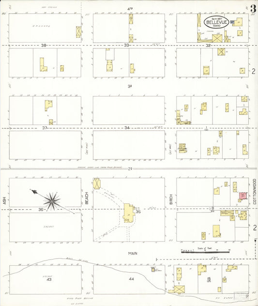 Sanborn Fire Insurance Map from Bellevue, Blaine County, Idaho (1907), Sheet #0003 - Historic Sanborn Fire Insurance Map Print, vintage old map wall art, antique decor, genealogy gift, Idaho Idaho map
