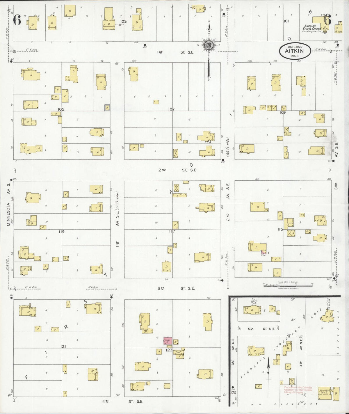 Sanborn Fire Insurance Map from Aitkin, Aitkin County, Minnesota (1929), Sheet #0006 - Complete Map Set gallery image, historic Sanborn map, vintage wall art, Minnesota Minnesota