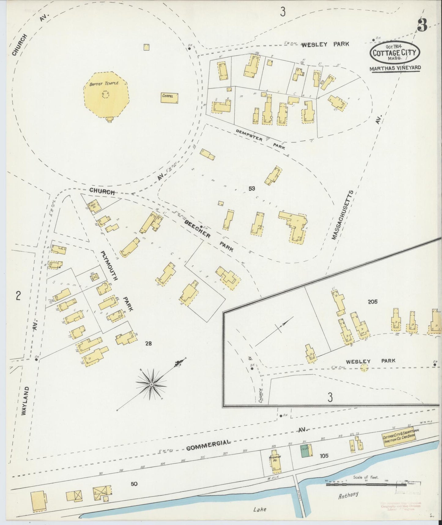 Sanborn Fire Insurance Map from Cottage City, Dukes County, Massachusetts (1904), Sheet #0003 - Complete Map Set gallery image, historic Sanborn map, vintage wall art, Massachusetts Massachusetts