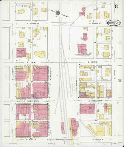 Sanborn Fire Insurance Map from Forrest City, Saint Francis County, Arkansas (1919), Sheet #0008 - Complete Map Set gallery image, historic Sanborn map, vintage wall art, Arkansas Arkansas
