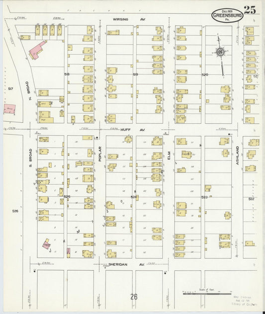 Sanborn Fire Insurance Map from Greensburg, Westmoreland County, Pennsylvania (1909), Sheet #0025 - Historic Sanborn Fire Insurance Map Print, vintage old map wall art, antique decor, genealogy gift, Pennsylvania Pennsylvania map