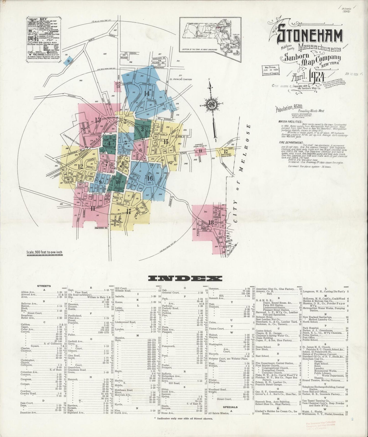 Sanborn Fire Insurance Map from Stoneham, Middlesex County, Massachusetts (1916), Sheet #0015 - Complete Map Set gallery image, historic Sanborn map, vintage wall art, Massachusetts Massachusetts