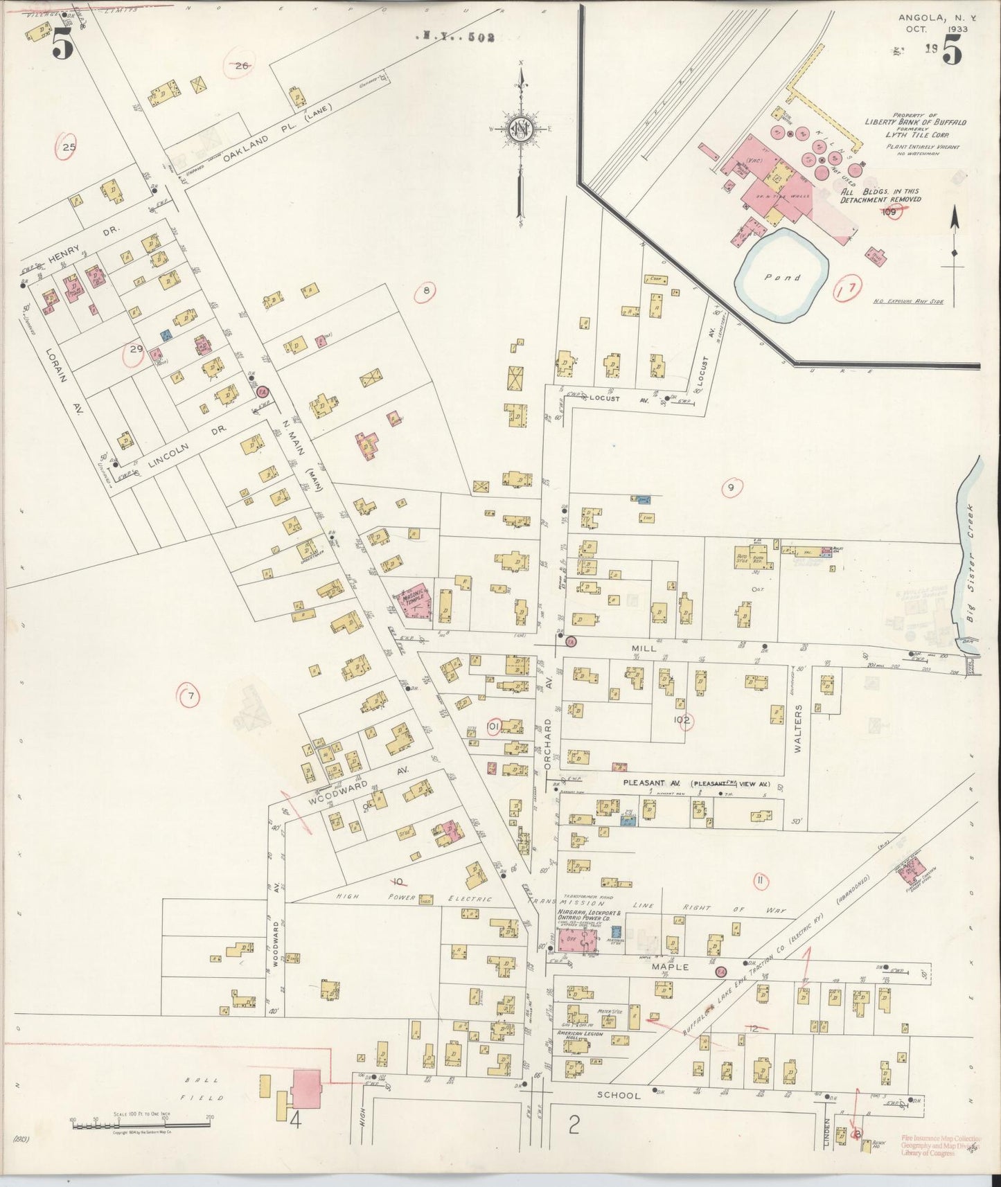 Sanborn Fire Insurance Map from Angola, Erie County, New York (1944), Sheet #0005 - Complete Map Set gallery image, historic Sanborn map, vintage wall art, New York New York