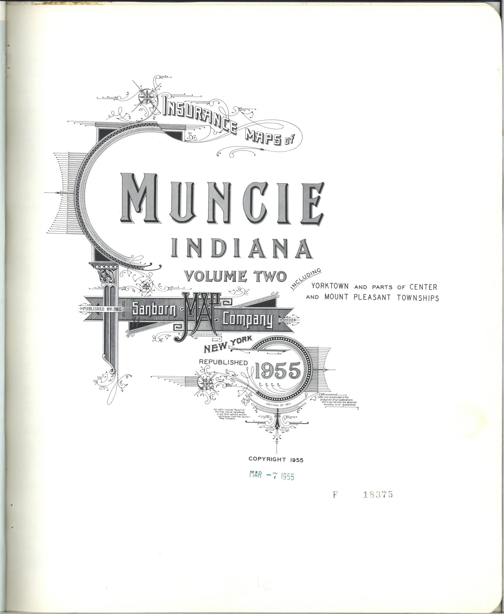 Sanborn Fire Insurance Map from Muncie, Delaware County, Indiana. (1955) – Historic Sanborn Fire Insurance Map Print