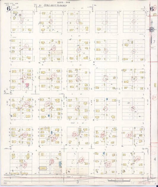 Sanborn Fire Insurance Map from David City, Butler County, Nebraska (1944), Sheet #0006 - Historic Sanborn Fire Insurance Map Print, vintage old map wall art, antique decor, genealogy gift, Nebraska Nebraska map