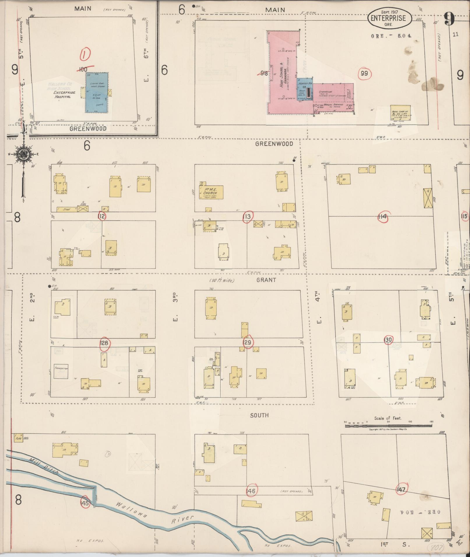 Sanborn Fire Insurance Map from Enterprise, Wallowa County, Oregon (1941), Sheet #0009 - Complete Map Set gallery image, historic Sanborn map, vintage wall art, Oregon Oregon