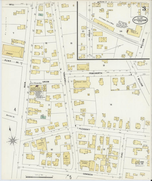 Sanborn Fire Insurance Map from Stoneham, Middlesex County, Massachusetts (1897), Sheet #0003 - Historic Sanborn Fire Insurance Map Print, vintage old map wall art, antique decor, genealogy gift, Massachusetts Massachusetts map