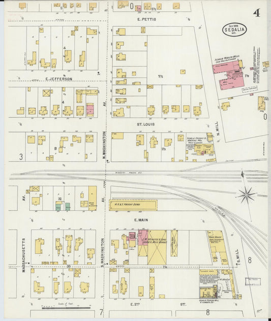 Sanborn Fire Insurance Map from Sedalia, Pettis County, Missouri (1898), Sheet #0004 - Historic Sanborn Fire Insurance Map Print, vintage old map wall art, antique decor, genealogy gift, Missouri Missouri map
