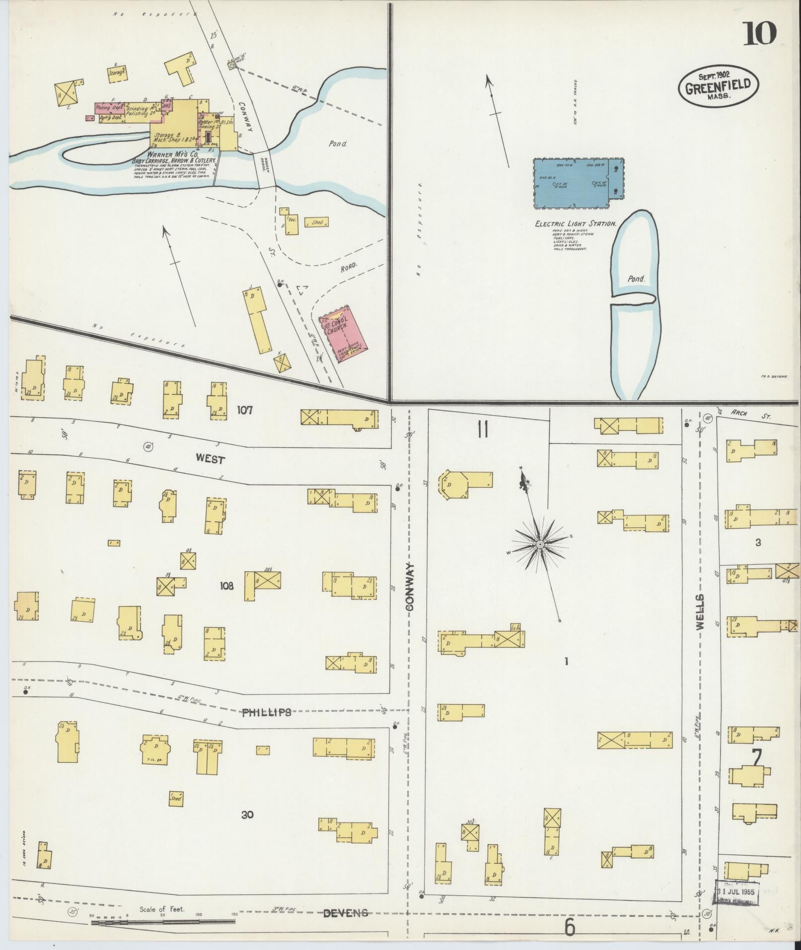 Sanborn Fire Insurance Map from Greenfield, Franklin County, Massachusetts (1902), Sheet #0010 - Complete Map Set gallery image, historic Sanborn map, vintage wall art, Massachusetts Massachusetts