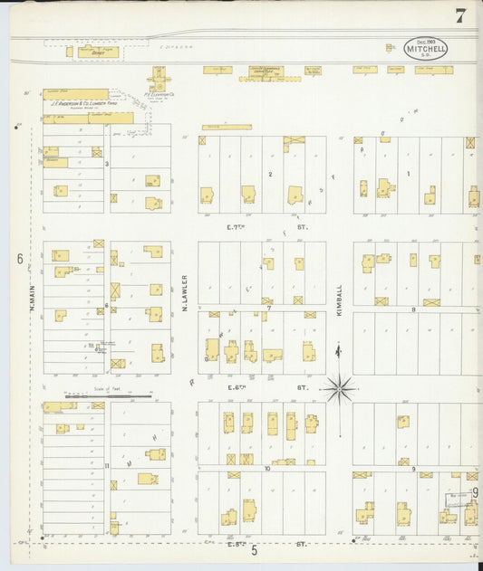 Sanborn Fire Insurance Map from Mitchell, Davison County, South Dakota (1903), Sheet #0007 - Historic Sanborn Fire Insurance Map Print, vintage old map wall art, antique decor, genealogy gift, South Dakota South Dakota map