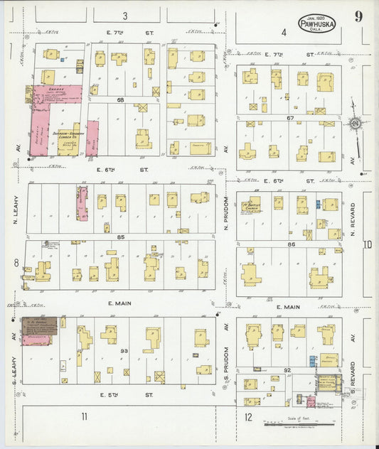 Sanborn Fire Insurance Map from Pawhuska, Osage County, Oklahoma (1920), Sheet #0009 - Historic Sanborn Fire Insurance Map Print, vintage old map wall art, antique decor, genealogy gift, Oklahoma Oklahoma map