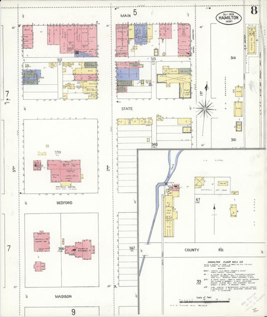 Sanborn Fire Insurance Map from Hamilton, Ravalli County, Montana (1909), Sheet #0008 - Historic Sanborn Fire Insurance Map Print, vintage old map wall art, antique decor, genealogy gift, Montana Montana map