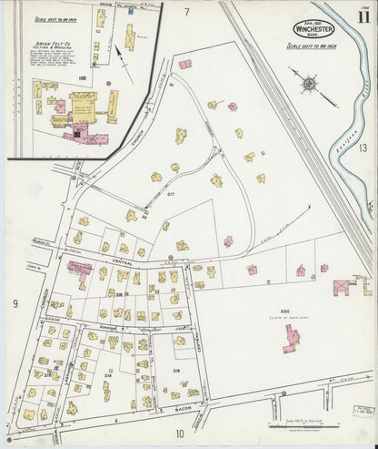 Sanborn Fire Insurance Map from Winchester, Middlesex County, Massachusetts (1921), Sheet #0011 - Historic Sanborn Fire Insurance Map Print, vintage old map wall art, antique decor, genealogy gift, Massachusetts Massachusetts map