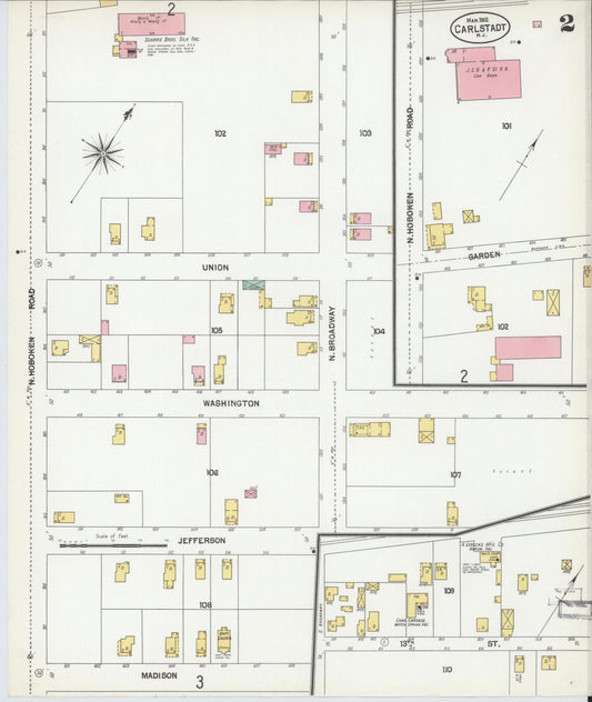 Sanborn Fire Insurance Map from Carlstadt, Bergen County, New Jersey (1902), Sheet #0002 - Historic Sanborn Fire Insurance Map Print, vintage old map wall art, antique decor, genealogy gift, New Jersey New Jersey map