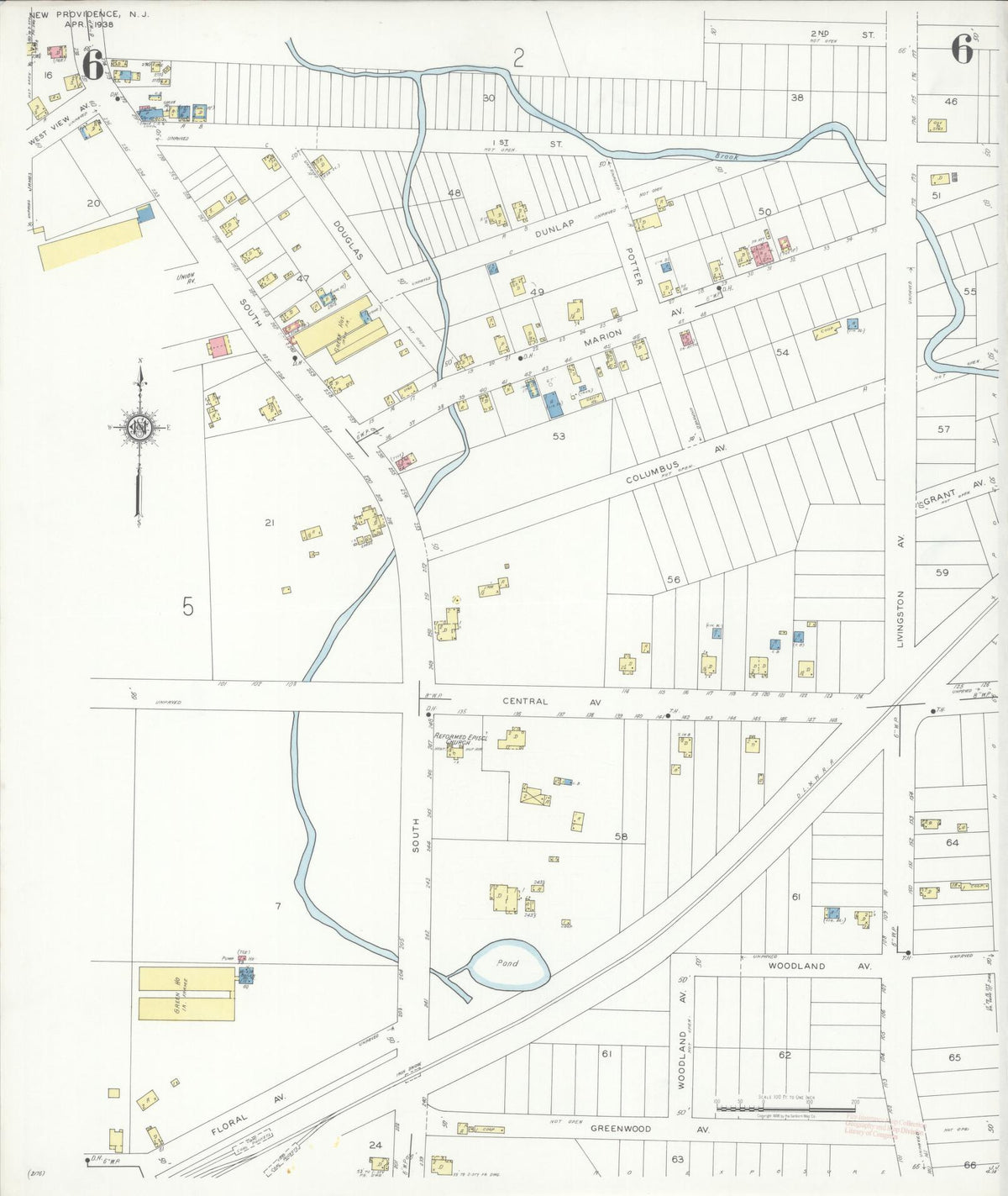 Sanborn Fire Insurance Map from New Providence, Union County, New Jersey (1938), Sheet #0006 - Complete Map Set gallery image, historic Sanborn map, vintage wall art, New Jersey New Jersey