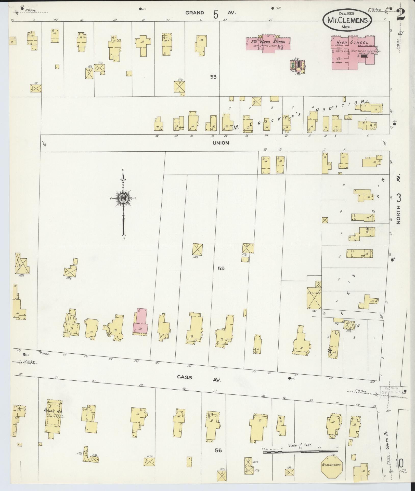 Sanborn Fire Insurance Map from Mount Clemens, Macomb County, Michigan (1909), Sheet #0002 - Historic Sanborn Fire Insurance Map Print, vintage old map wall art, antique decor, genealogy gift, Michigan Michigan map