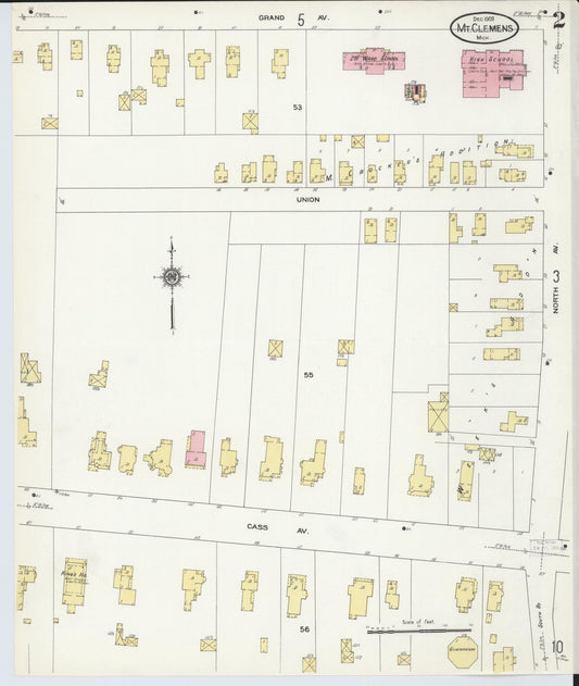Sanborn Fire Insurance Map from Mount Clemens, Macomb County, Michigan (1909), Sheet #0002 - Historic Sanborn Fire Insurance Map Print, vintage old map wall art, antique decor, genealogy gift, Michigan Michigan map