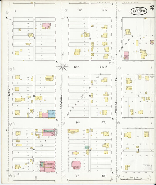 Sanborn Fire Insurance Map from Larned, Pawnee County, Kansas (1892), Sheet #0002 - Historic Sanborn Fire Insurance Map Print, vintage old map wall art, antique decor, genealogy gift, Kansas Kansas map