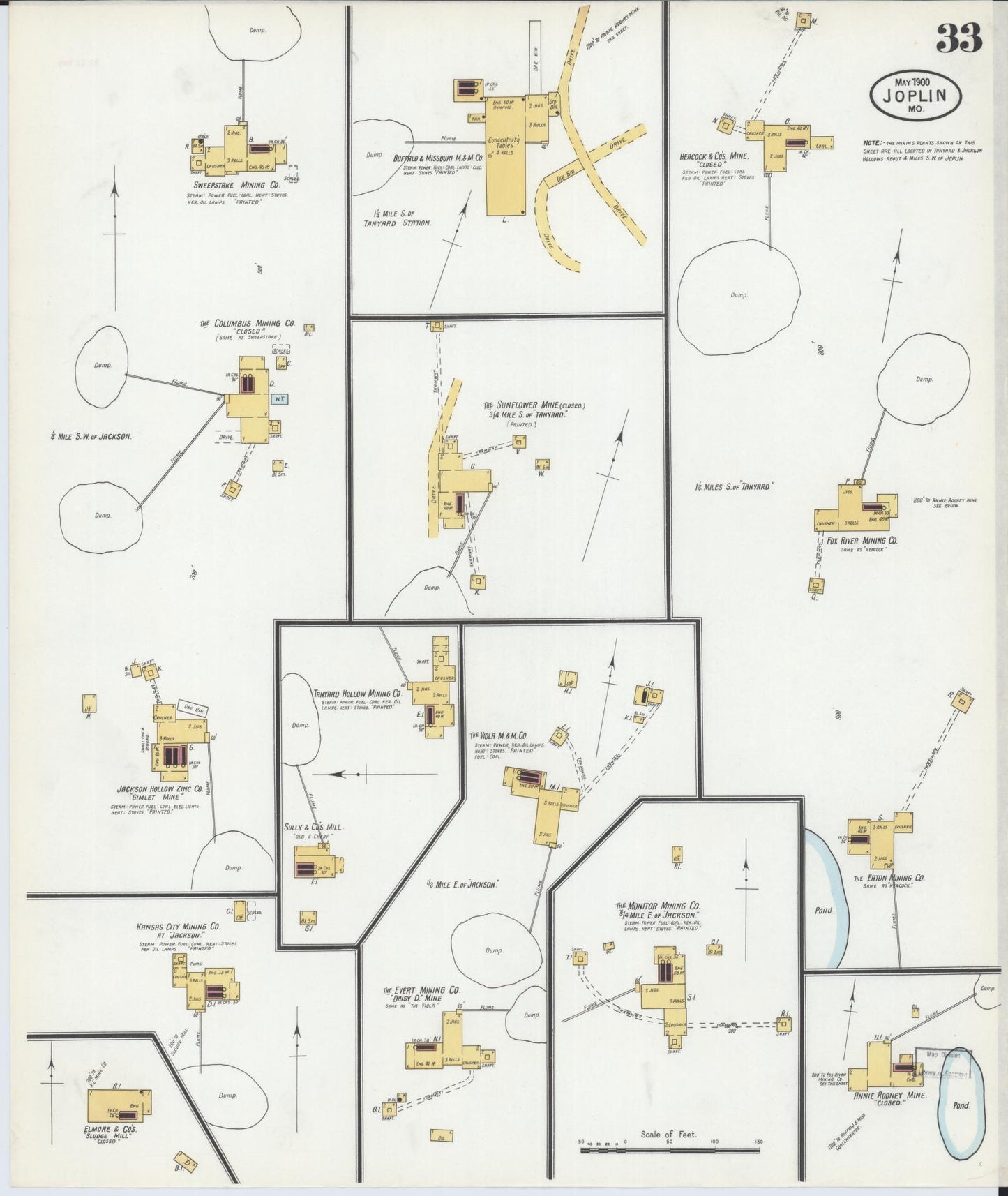 Sanborn Fire Insurance Map from Joplin, Jasper County, Missouri (1900), Sheet #0033 - Complete Map Set gallery image, historic Sanborn map, vintage wall art, Missouri Missouri