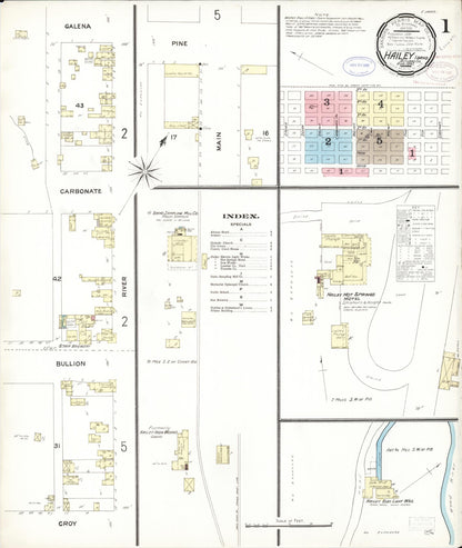 Sanborn Fire Insurance Map from Hailey, Blaine County, Idaho (1897), Sheet #0001 - Complete Map Set gallery image, historic Sanborn map, vintage wall art, Idaho Idaho