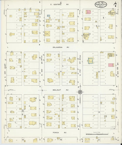 Sanborn Fire Insurance Map from Ponca City, Kay County, Oklahoma (1913), Sheet #0007 - Complete Map Set gallery image, historic Sanborn map, vintage wall art, Oklahoma Oklahoma
