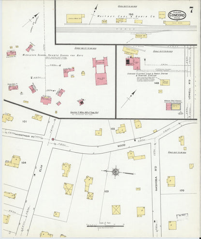 Sanborn Fire Insurance Map from Concord, Middlesex County, Massachusetts (1918), Sheet #0007 - Complete Map Set gallery image, historic Sanborn map, vintage wall art, Massachusetts Massachusetts