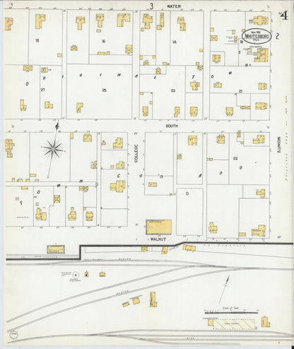 Sanborn Fire Insurance Map from Whitesboro, Grayson County, Texas (1901), Sheet #0004 - Historic Sanborn Fire Insurance Map Print, vintage old map wall art, antique decor, genealogy gift, Texas Texas map