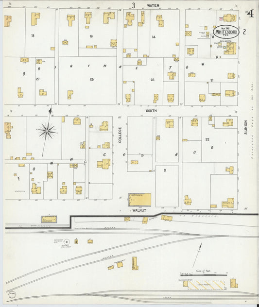 Sanborn Fire Insurance Map from Whitesboro, Grayson County, Texas (1901), Sheet #0004 - Historic Sanborn Fire Insurance Map Print, vintage old map wall art, antique decor, genealogy gift, Texas Texas map