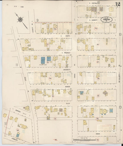 Sanborn Fire Insurance Map from Tonopah, Nye County, Nevada (1941), Sheet #0012 - Complete Map Set gallery image, historic Sanborn map, vintage wall art, Nevada Nevada