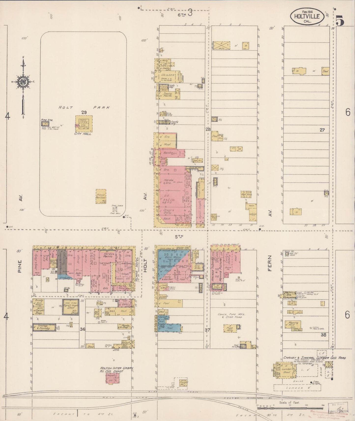 Sanborn Fire Insurance Map from Holtville, Imperial County, California (1914), Sheet #0005 - Historic Sanborn Fire Insurance Map Print, vintage old map wall art, antique decor, genealogy gift, California California map