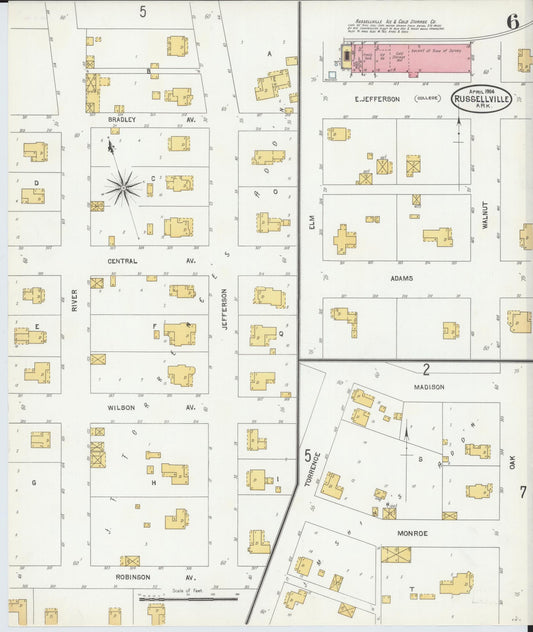 Sanborn Fire Insurance Map from Russellville, Pope County, Arkansas (1904), Sheet #0006 - Historic Sanborn Fire Insurance Map Print, vintage old map wall art, antique decor, genealogy gift, Arkansas Arkansas map