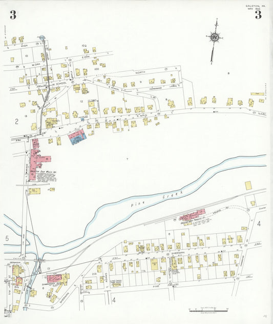 Sanborn Fire Insurance Map from Galeton, Potter County, Pennsylvania (1933), Sheet #0003 - Historic Sanborn Fire Insurance Map Print, vintage old map wall art, antique decor, genealogy gift, Pennsylvania Pennsylvania map