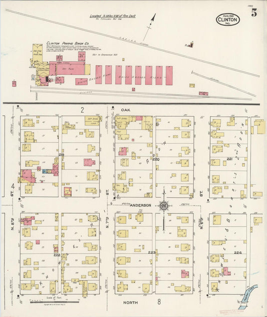 Sanborn Fire Insurance Map from Clinton, Vermillion County, Indiana (1921), Sheet #0005 - Historic Sanborn Fire Insurance Map Print, vintage old map wall art, antique decor, genealogy gift, Indiana Indiana map