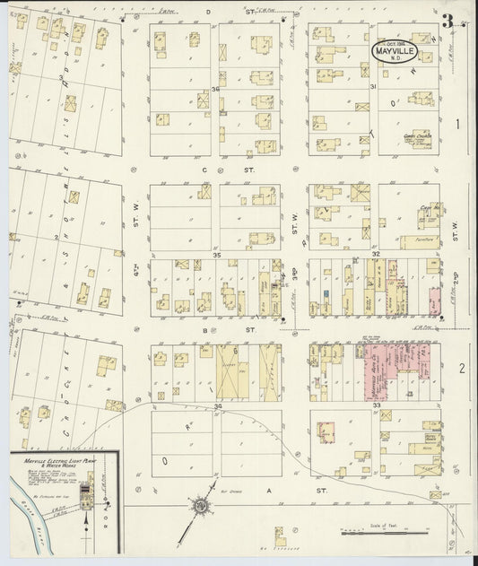 Sanborn Fire Insurance Map from Mayville, Traill County, North Dakota (1914), Sheet #0003 - Historic Sanborn Fire Insurance Map Print, vintage old map wall art, antique decor, genealogy gift, North Dakota North Dakota map