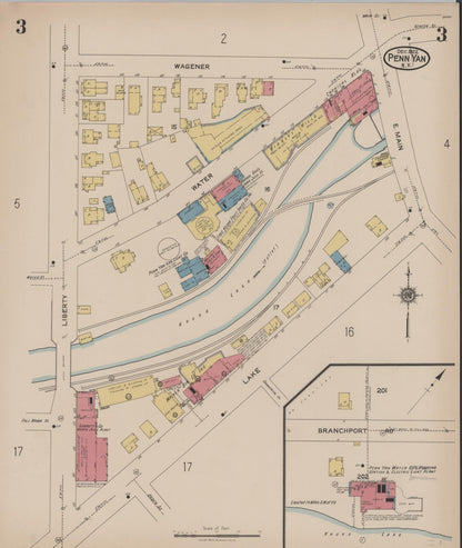 Sanborn Fire Insurance Map from Penn Yan, Yates County, New York (1922), Sheet #0003 - Complete Map Set gallery image, historic Sanborn map, vintage wall art, New York New York