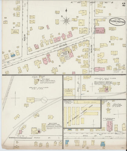Sanborn Fire Insurance Map from Flemington, Hunterdon County, New Jersey (1885), Sheet #0002 - Complete Map Set gallery image, historic Sanborn map, vintage wall art, New Jersey New Jersey