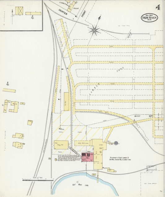 Sanborn Fire Insurance Map from Iron River, Bayfield County, Wisconsin (1904), Sheet #0004 - Historic Sanborn Fire Insurance Map Print, vintage old map wall art, antique decor, genealogy gift, Wisconsin Wisconsin map