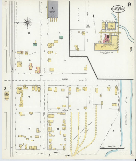 Sanborn Fire Insurance Map from Emporium, Cameron County, Pennsylvania (1903), Sheet #0009 - Historic Sanborn Fire Insurance Map Print, vintage old map wall art, antique decor, genealogy gift, Pennsylvania Pennsylvania map