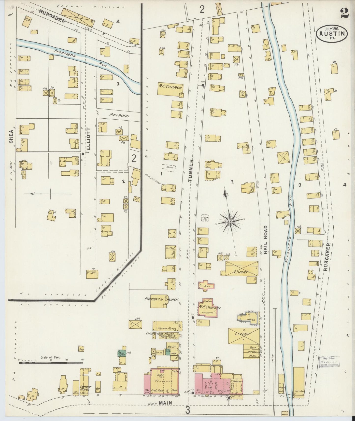 Sanborn Fire Insurance Map from Austin, Potter County, Pennsylvania (1898), Sheet #0002 - Historic Sanborn Fire Insurance Map Print, vintage old map wall art, antique decor, genealogy gift, Pennsylvania Pennsylvania map